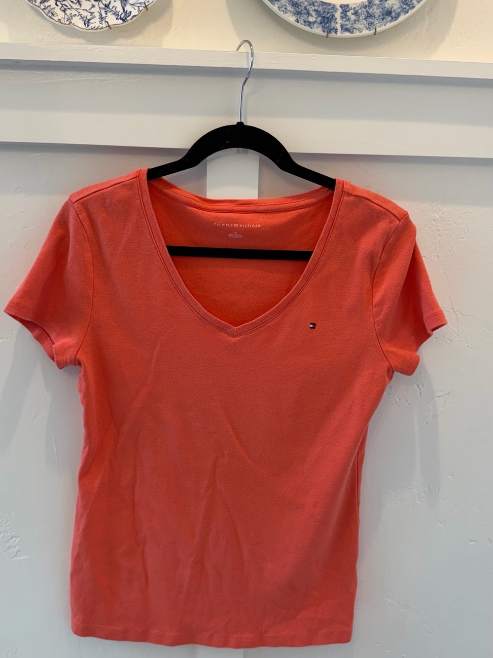 Tommy Hilfiger Coral V-Neck Short Sleeve Tee